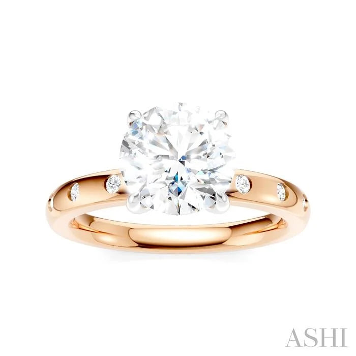 Round Shape Semi-Mount Diamond Engagement Ring
