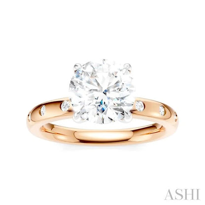Round Shape Semi-Mount Diamond Engagement Ring