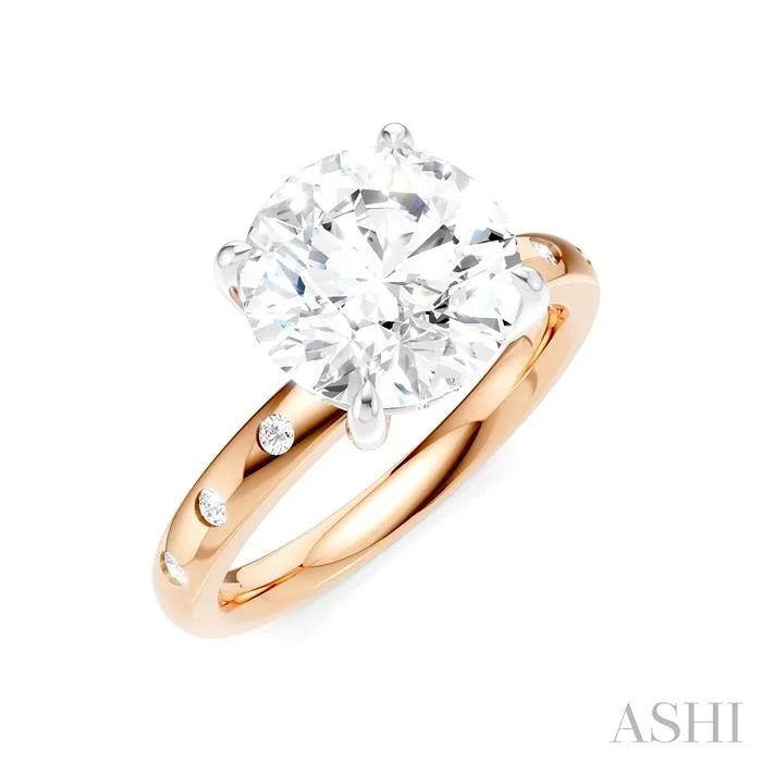 Round Shape Semi-Mount Diamond Engagement Ring