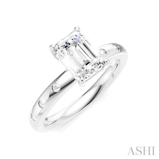 Emerald Shape Semi-Mount Diamond Engagement Ring