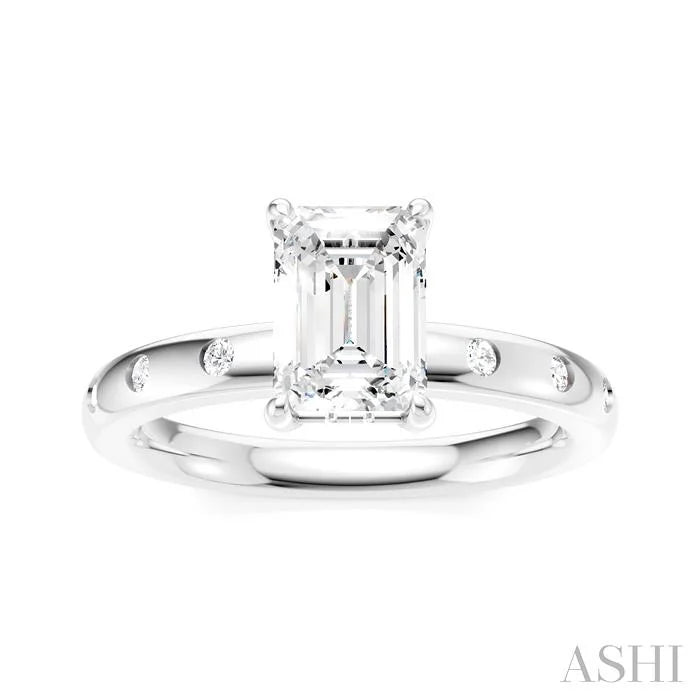 Emerald Shape Semi-Mount Diamond Engagement Ring