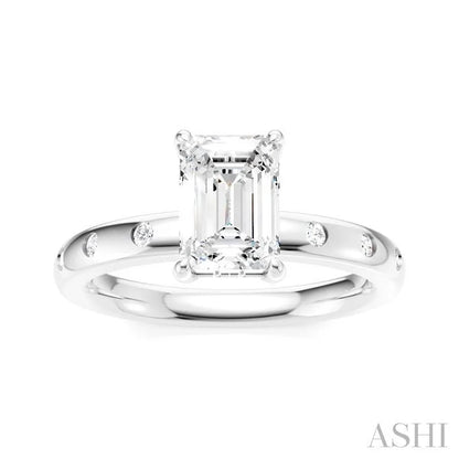Emerald Shape Semi-Mount Diamond Engagement Ring