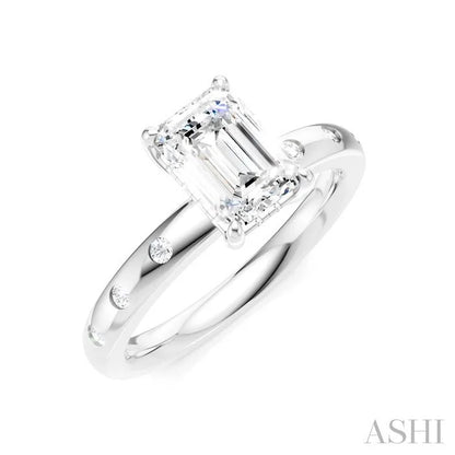 Emerald Shape Semi-Mount Diamond Engagement Ring