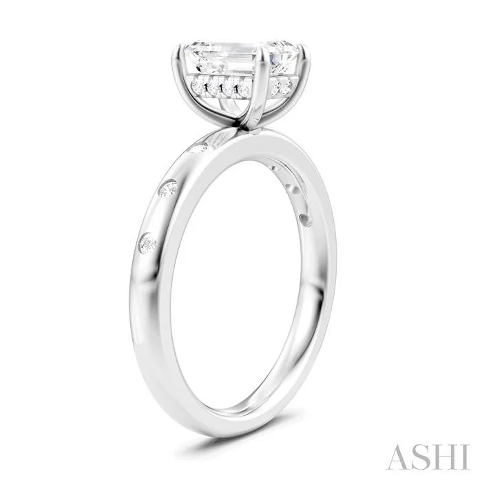 Emerald Shape Semi-Mount Diamond Engagement Ring