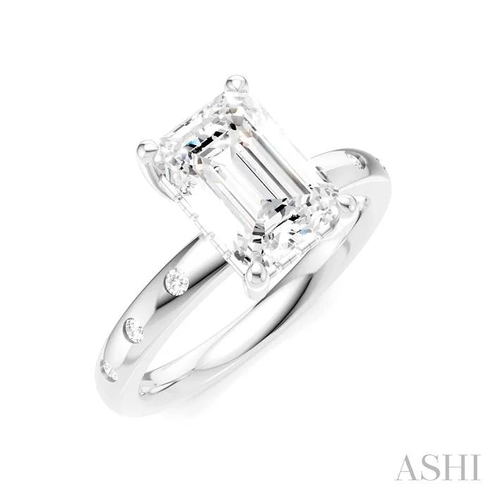 Emerald Shape Semi-Mount Diamond Engagement Ring