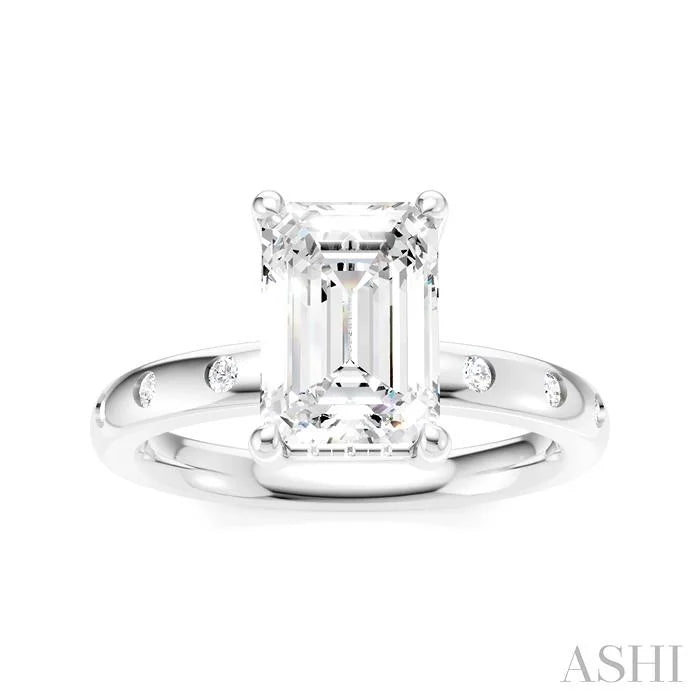 Emerald Shape Semi-Mount Diamond Engagement Ring