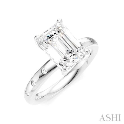 Emerald Shape Semi-Mount Diamond Engagement Ring