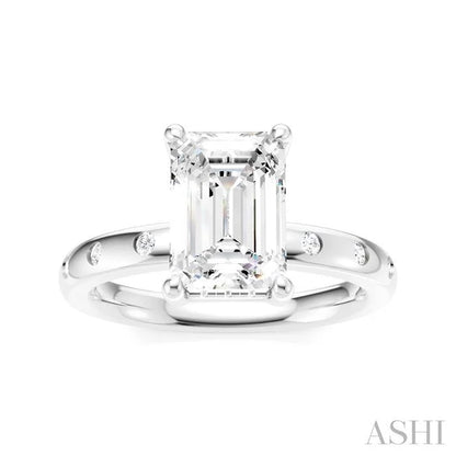 Emerald Shape Semi-Mount Diamond Engagement Ring