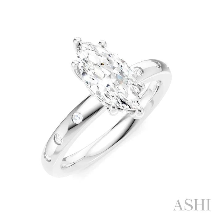Marquise Shape Semi-Mount Diamond Engagement Ring