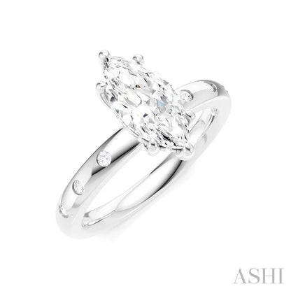 Marquise Shape Semi-Mount Diamond Engagement Ring
