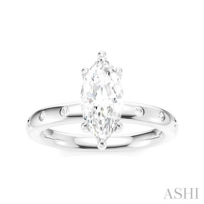 Marquise Shape Semi-Mount Diamond Engagement Ring