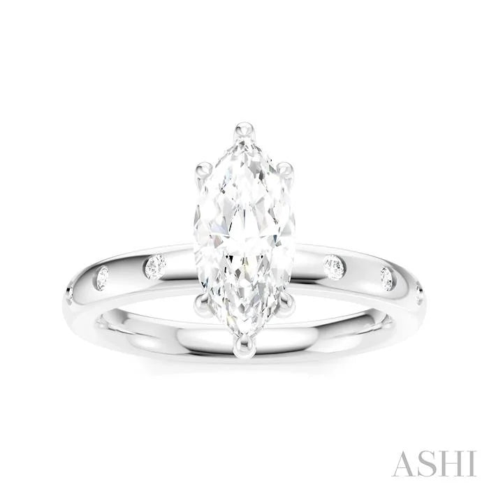 Marquise Shape Semi-Mount Diamond Engagement Ring