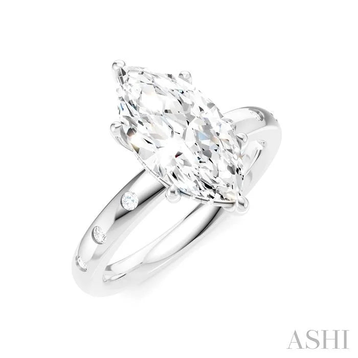 Marquise Shape Semi-Mount Diamond Engagement Ring