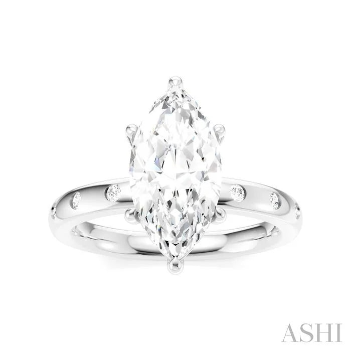Marquise Shape Semi-Mount Diamond Engagement Ring