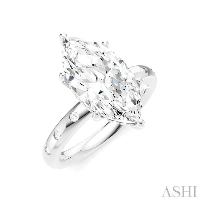 Marquise Shape Semi-Mount Diamond Engagement Ring