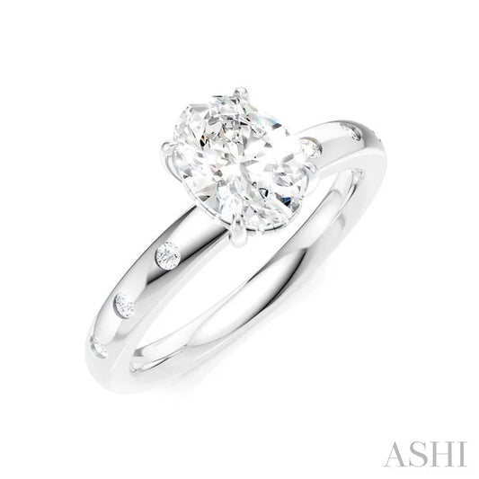 Oval Shape Semi-Mount Diamond Engagement Ring