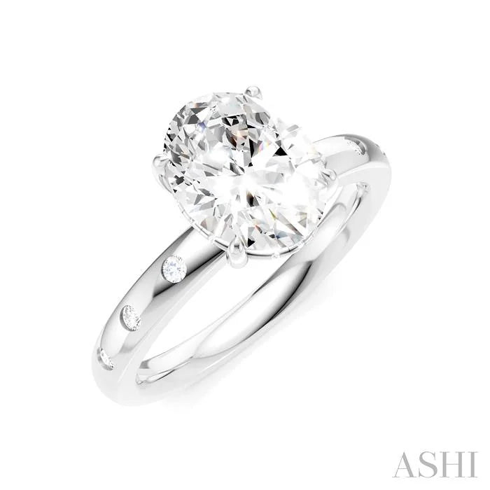 Oval Shape Semi-Mount Diamond Engagement Ring