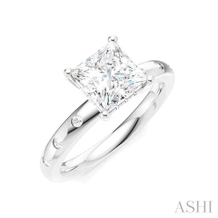 Princess Shape Semi-Mount Diamond Engagement Ring