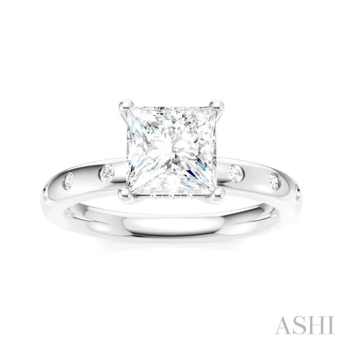 Princess Shape Semi-Mount Diamond Engagement Ring