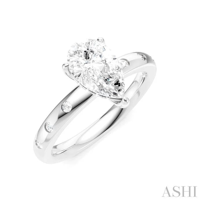 Pear Shape Semi-Mount Diamond Engagement Ring