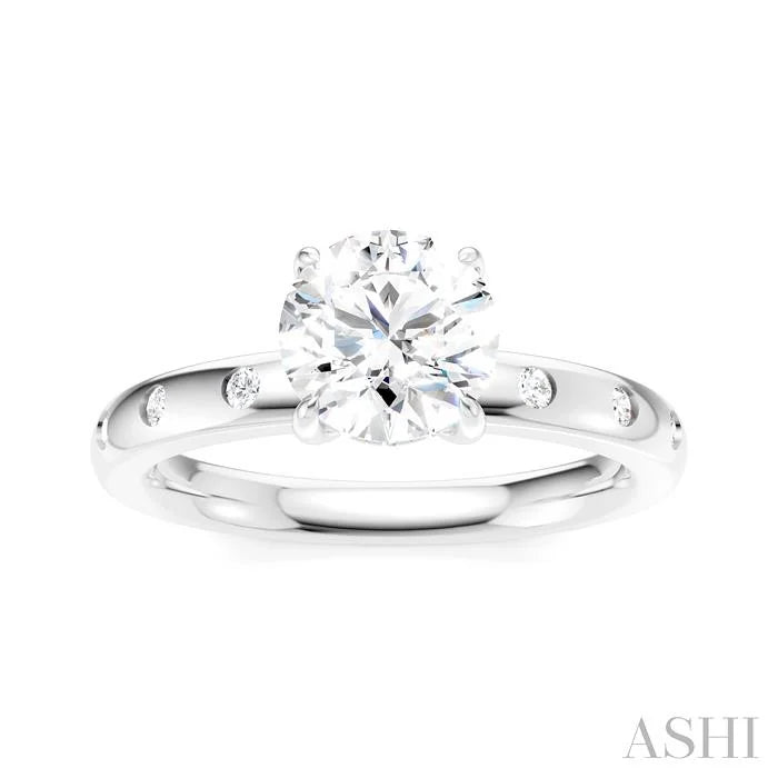 Round Shape Semi-Mount Diamond Engagement Ring