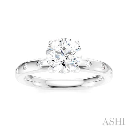 Round Shape Semi-Mount Diamond Engagement Ring