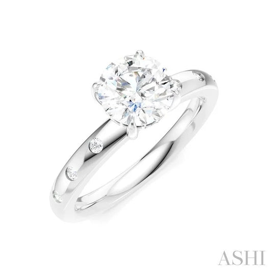 Round Shape Semi-Mount Diamond Engagement Ring