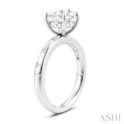 Round Shape Semi-Mount Diamond Engagement Ring