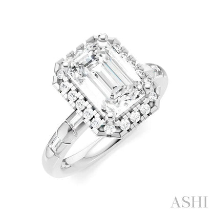 Emerald Shape Semi-Mount Diamond Engagement Ring