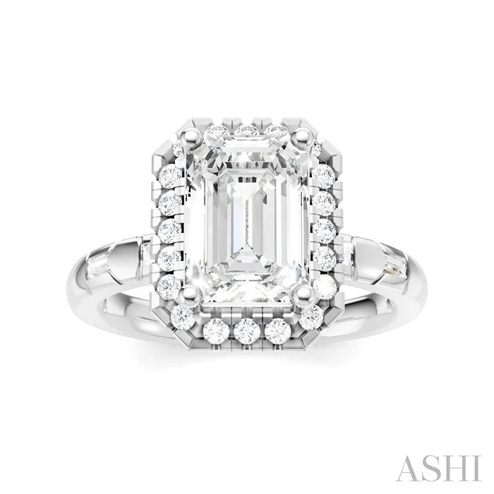 Emerald Shape Semi-Mount Diamond Engagement Ring