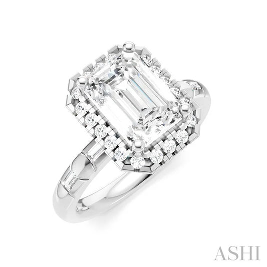 Emerald Shape Semi-Mount Diamond Engagement Ring