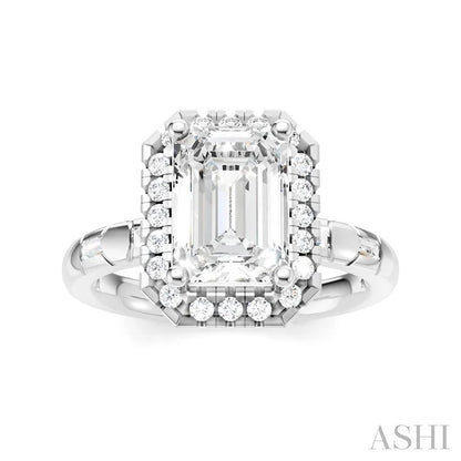 Emerald Shape Semi-Mount Diamond Engagement Ring