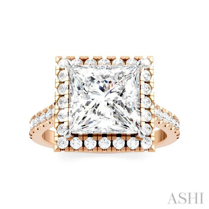 Princess Shape Semi-Mount Halo Diamond Engagement Ring