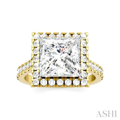 Princess Shape Semi-Mount Halo Diamond Engagement Ring