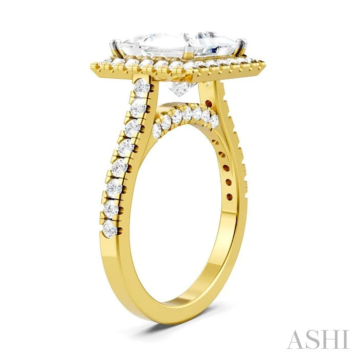 Princess Shape Semi-Mount Halo Diamond Engagement Ring