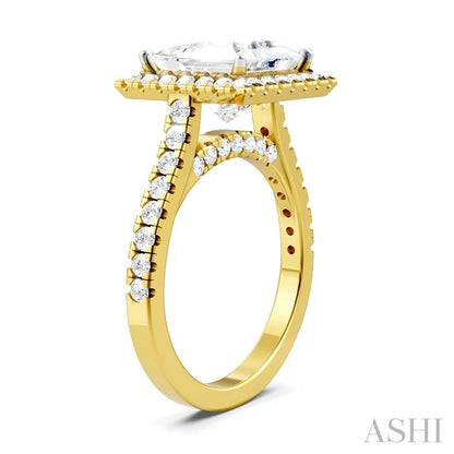 Princess Shape Semi-Mount Halo Diamond Engagement Ring