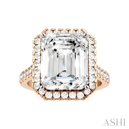 Emerald Shape Semi-Mount Halo Diamond Engagement Ring