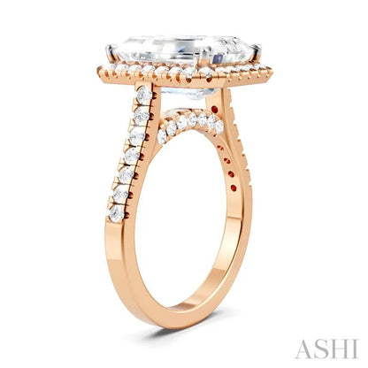 Emerald Shape Semi-Mount Halo Diamond Engagement Ring