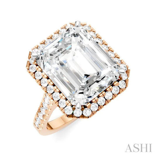 Emerald Shape Semi-Mount Halo Diamond Engagement Ring