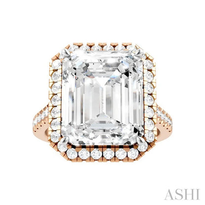 Emerald Shape Semi-Mount Halo Diamond Engagement Ring