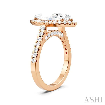 Marquise Shape Semi-Mount Halo Diamond Engagement Ring