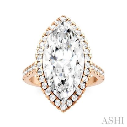 Marquise Shape Semi-Mount Halo Diamond Engagement Ring