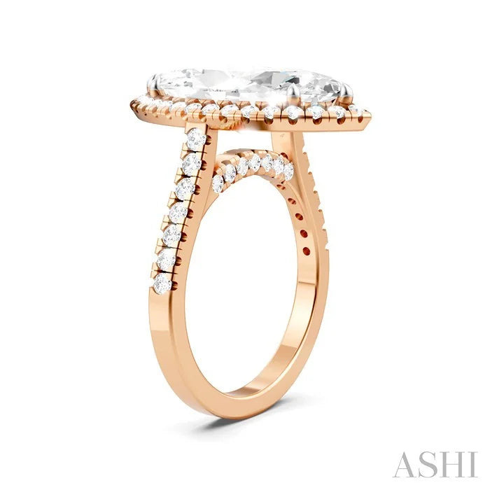 Marquise Shape Semi-Mount Halo Diamond Engagement Ring