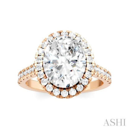 Oval Shape Semi-Mount Halo Diamond Engagement Ring