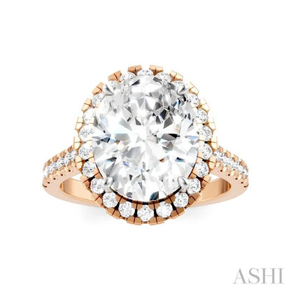 Oval Shape Semi-Mount Halo Diamond Engagement Ring