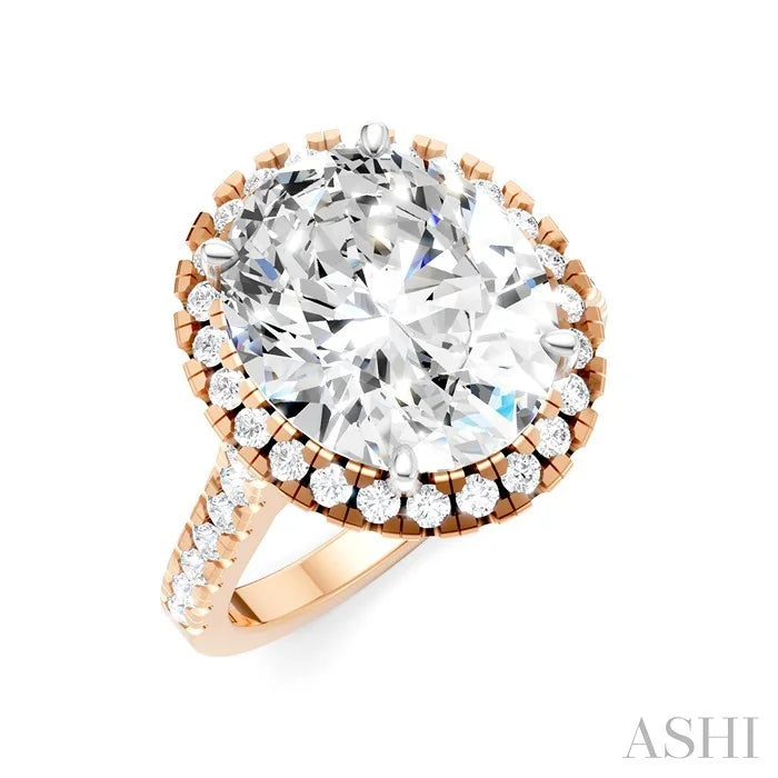 Oval Shape Semi-Mount Halo Diamond Engagement Ring