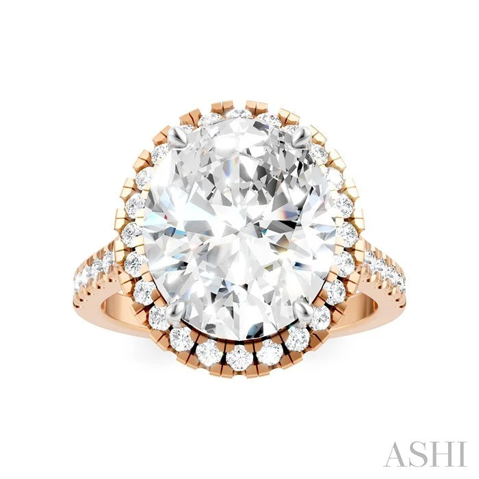 Oval Shape Semi-Mount Halo Diamond Engagement Ring