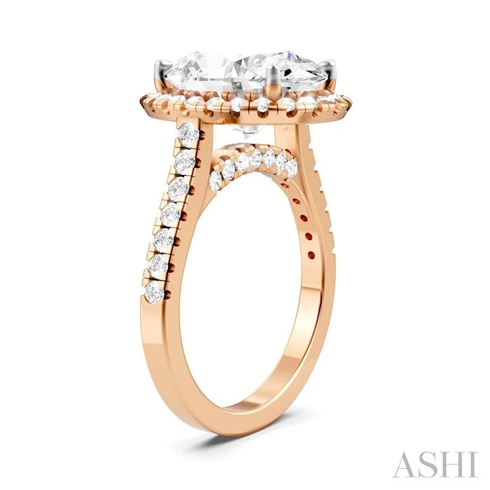 Oval Shape Semi-Mount Halo Diamond Engagement Ring