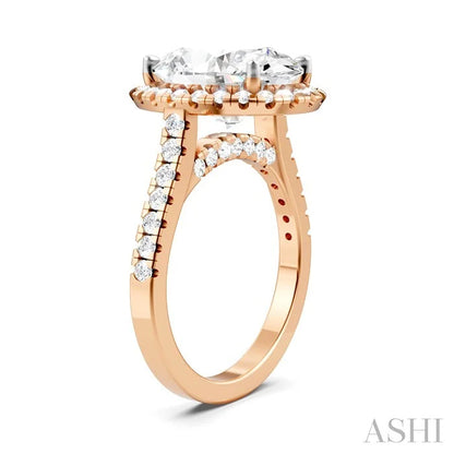 Oval Shape Semi-Mount Halo Diamond Engagement Ring