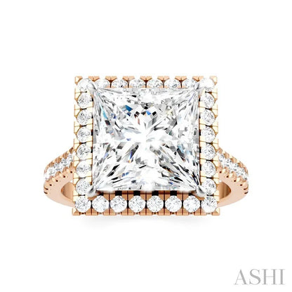 Princess Shape Semi-Mount Halo Diamond Engagement Ring